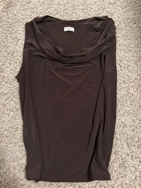 Aritiza Babaton Dark Brown Cowl Neck Sleeveless Top